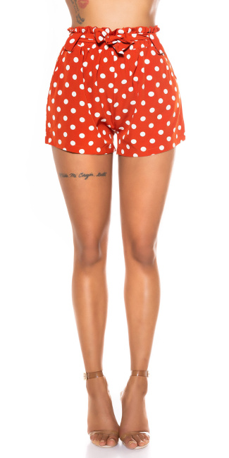 Polka Dot Summer Shorts with Pockets Orange